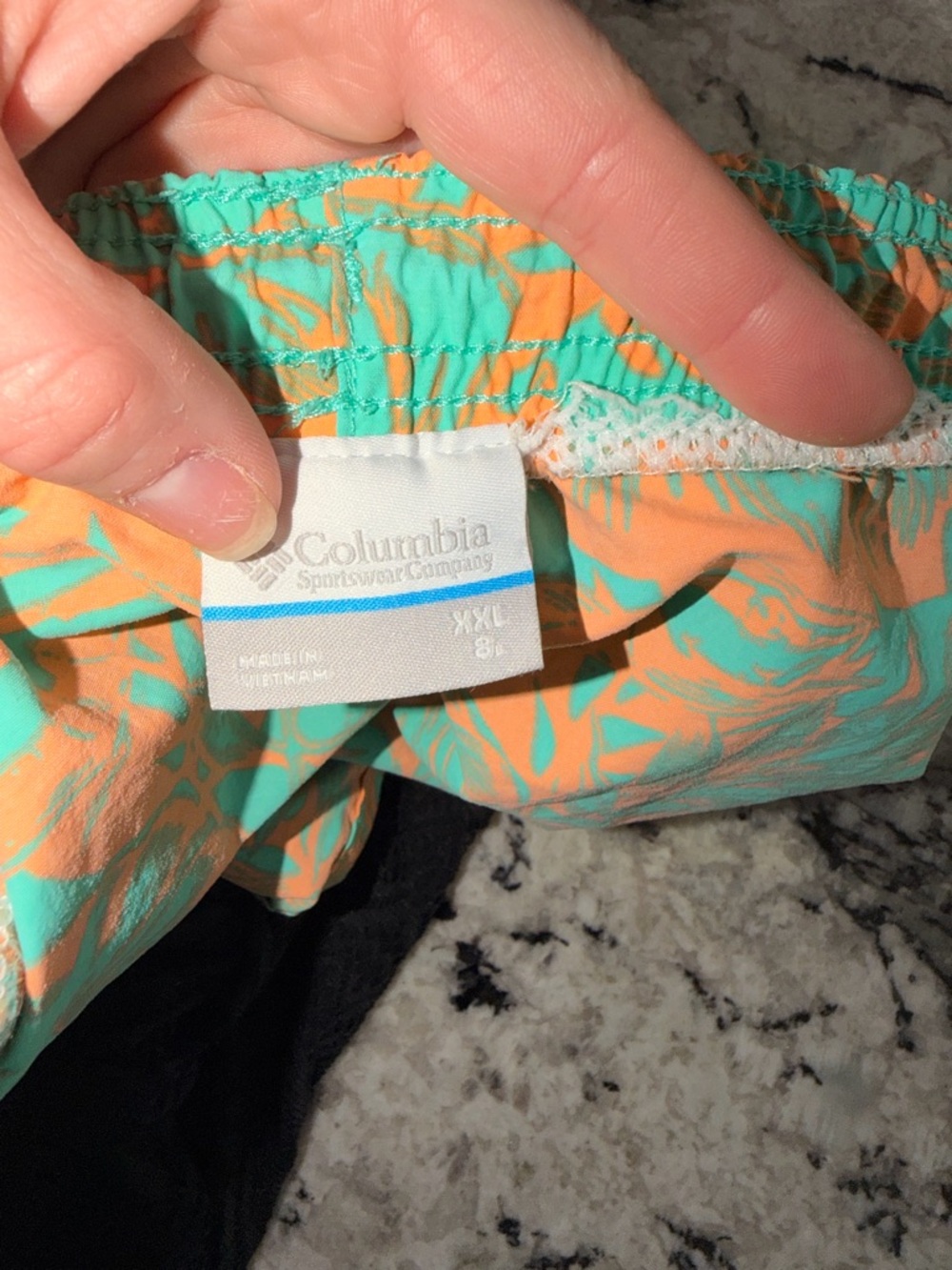 Columbia PFG Tropical Print Swim Trunks Men’s 2XL Orange Teal Beach Shorts - Picture 10 of 11
